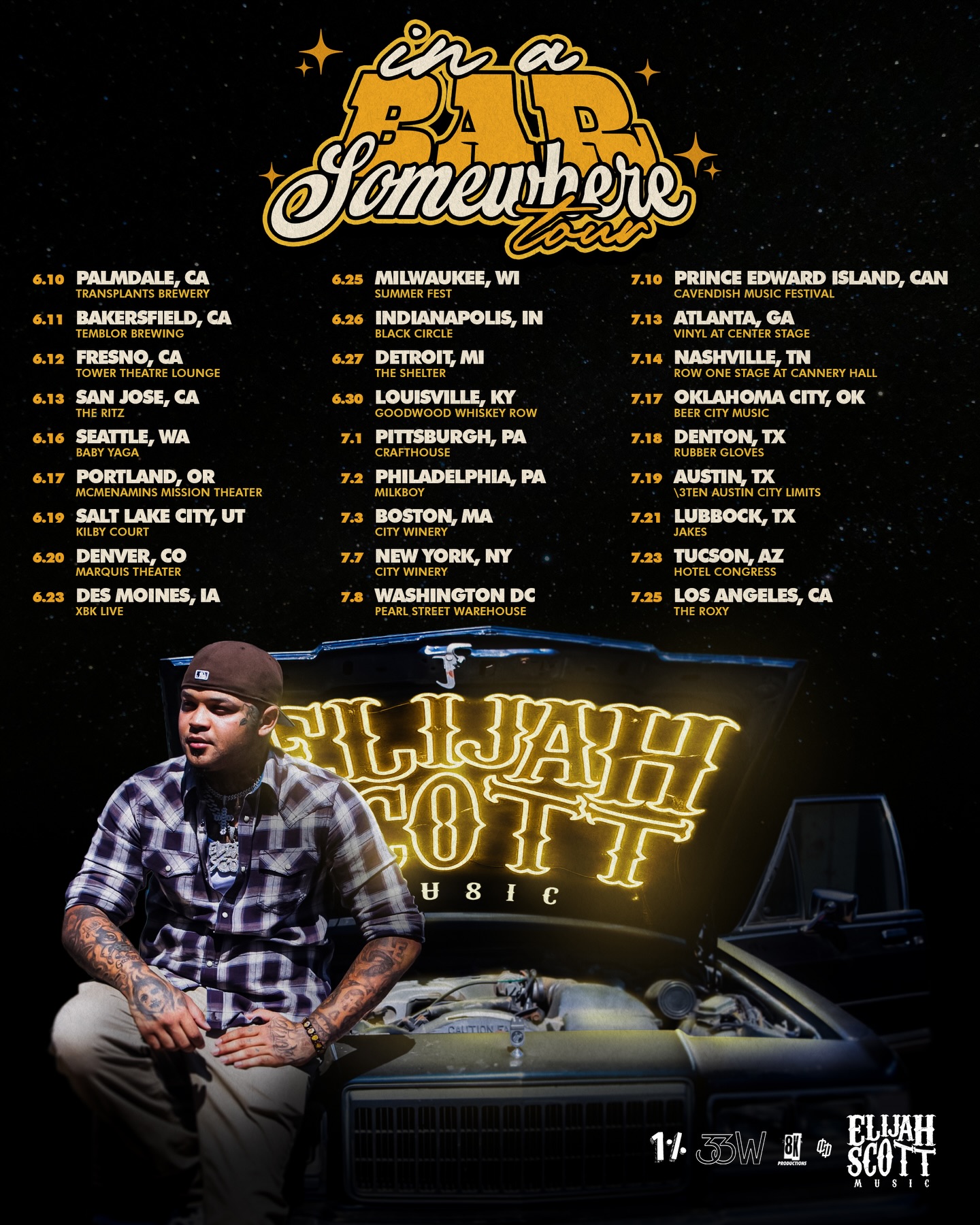 Elijah Scott In A Bar Somewhere Tour Poster 2026